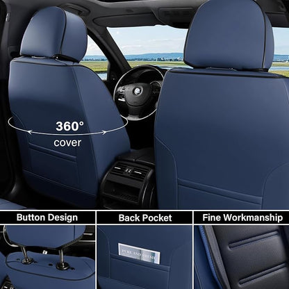 Coverado Car Seat Covers, Front Covers for Cars, Car Seat Cover Front Seats, Car Seat Protector Waterproof, Leather Car Seat Cushion, Universal Interior Covers Seat Protectors for Most Cars Blue