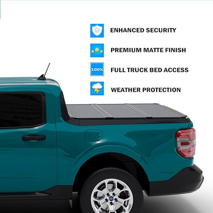 Toptiny Hard Folding Truck Bed Tonneau Cover|HTF037|Fits 2022-2026 Ford Maverick 4' 6" Bed (54.4")