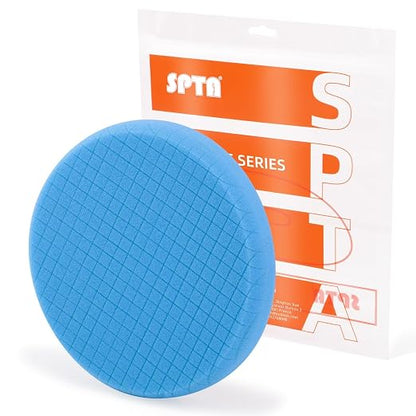 Blue T60 Moderate-Cut Foam Pad, SPTA 1Pcs 7.5 Inch Face for 7 Inch 180mm Backing Plate Compound Buffing Sponge Pads for Car Buffer Polisher Compounding, Polishing and Waxing -FPTSS6B