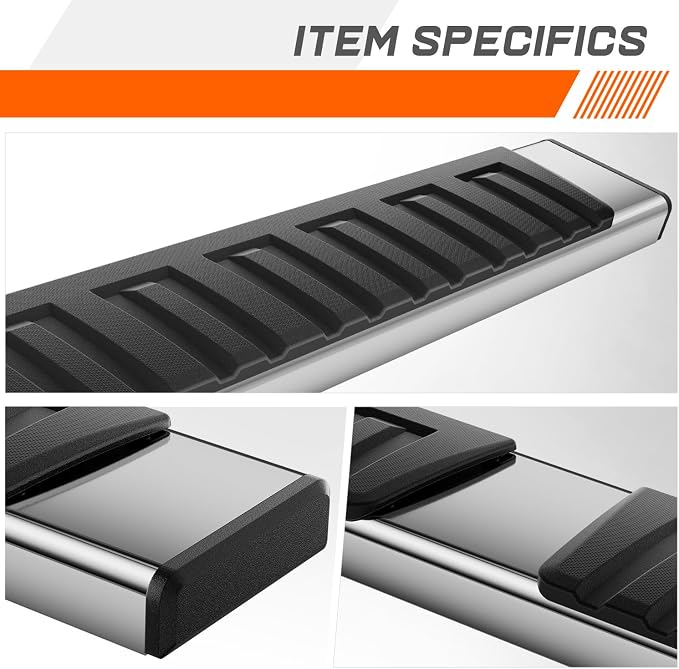 6.75" Running Boards Side Step Bars Compatible with 2009-2024 Dodge Ram 1500 Quad Extended Cab, Stainless Steel Flat Side Truck Running Boards, Chrome