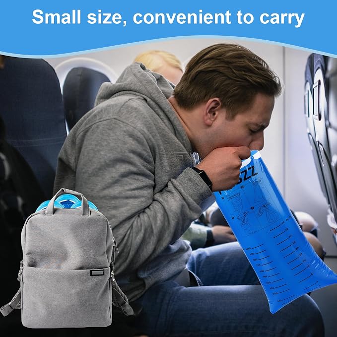 PHSZZ 40 Pack Vomit Bags Disposable, Leak Resistant Barf Bags, Portable Blue Vomit Bag, 1000 Ml Emesis Puke Throw Up Nausea Motion Sickness Bag for Car, Aircraft, Taxi
