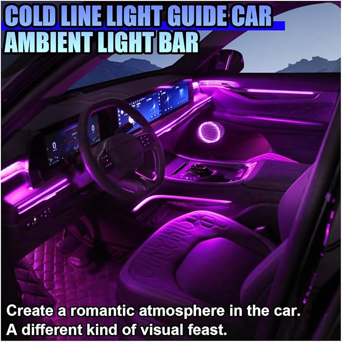 ZIMISI EL Wire Car Interior LED Strip Lights, 5V 16FT Neon Light Strip with Sewing Edge, USB Electroluminescent Car Interior Lights with Fuse Protection, Vehicle Ambient Lighting Decorations (Purple)