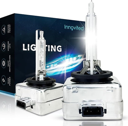 Innovited D1S HID Xenon Headlight Bulbs 5000K Pure White High Low Beam 66144 66140 85140 85415,etc Replacement Bulb - Pack of 2