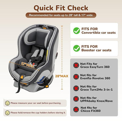 YOREPEK Foldable Car Seat Travel Bag with Wheels, Rolling Gate Check Carseat Bags for Air Travel, Padded Car Seat Carrier For Airport, Clear Pocket for Baby Travel Essentials