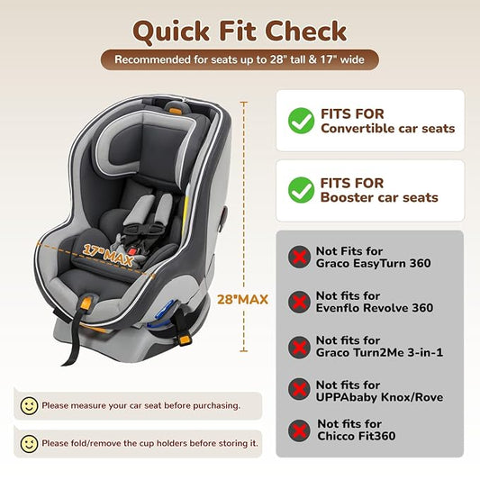YOREPEK Foldable Car Seat Travel Bag with Wheels, Rolling Gate Check Carseat Bags for Air Travel, Padded Car Seat Carrier For Airport, Clear Pocket for Baby Travel Essentials