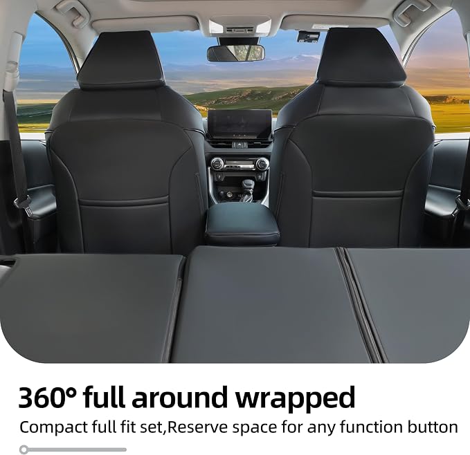 Lolcar RAV4 Seat Covers Custom Fit for Toyota RAV4(Gasoline) 2019 2020 2021 2022 2023 2024 2025 LE,XLE,XLE Premium,Limited,Airbag Compatible,Car Seat Cover Full Set for SUV, Waterproof Leather(Black)