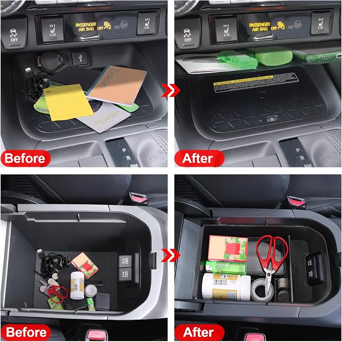 DIAMOOKY Upgraded Center Console Organizer Compatible with Toyota RAV4 2025 2024 2023 2022 2021 2020 2019 Interior Accessories, Gear Shift Storage Tray Secondary Box Insert Divider - 2pcs