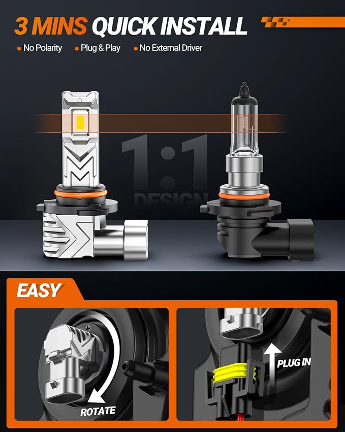 SEALIGHT 9145 H10 LED Fog Light Bulbs, 800% Brightness 17,000 Lumens LED Fog Lights 6500K White, Strong Penetration 9145 9140 H10 Fog Light Bulb 1:1 Mini Size, RV Clearance Light Marker Light