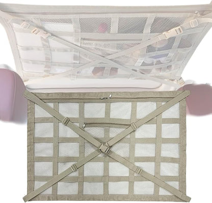 Overhead Car Organizer, Compatible with Jeep Gladiator Sport/Rubicon 2020-2025 Car Roof Storage Net Universal Car Ceiling Storage for Camping Storage Bag,Beige-Medium