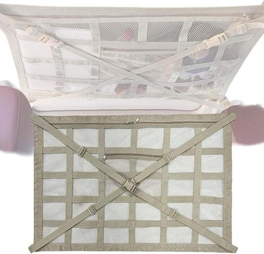 Overhead Car Organizer, Compatible with Jeep Gladiator Sport/Rubicon 2020-2025 Car Roof Storage Net Universal Car Ceiling Storage for Camping Storage Bag,Beige-Medium