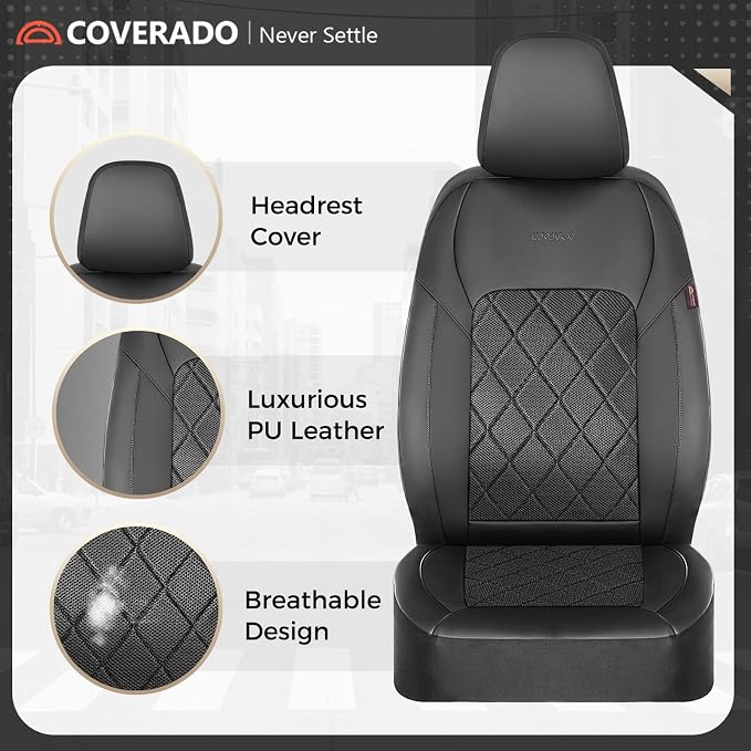 Coverado Car Seat Covers, Seat Covers Full Set, 5 Seats Automotive Seat Cover, Mesh Breathable Seat Protectors, Universal Fit for Most Cars