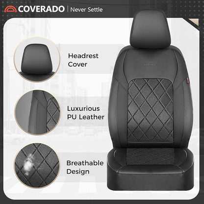 Coverado Car Seat Covers, Seat Covers Full Set, 5 Seats Automotive Seat Cover, Mesh Breathable Seat Protectors, Universal Fit for Most Cars