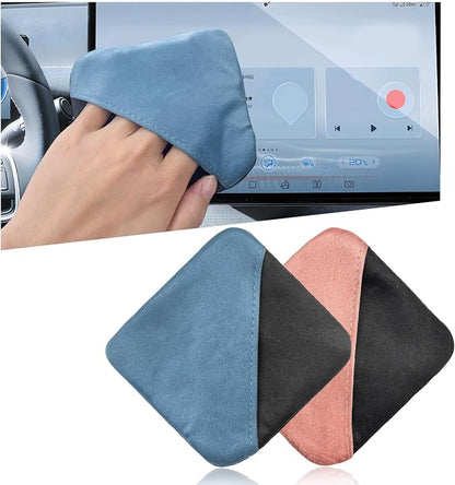Ohleats 2 PCS Car Screen Cleaner, Microfiber Auto Screen Cleaning Pad, Foldable Touch Screen Cleaner Cloth for Vehicle Dashboard LCD Display, Car Cleaning Kits (Pink+Blue)