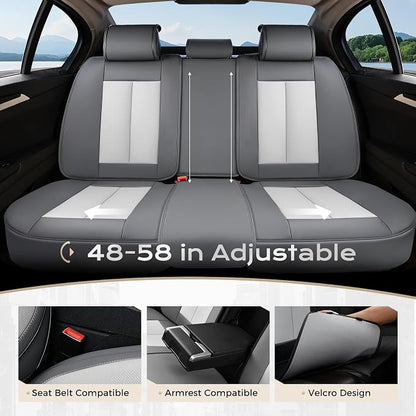Coverado Car Seat Covers Full Set, Car Seat Protector Waterproof, Nappa Leather Car Seat Cushion, Seat Covers for Cars, Front Seats and Back Universal Fit for Most Cars