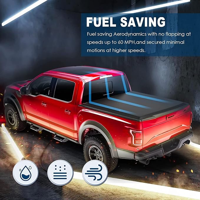 MOSTPLUS Tri-Fold Soft Truck Bed Tonneau Cover On Top Compatible with 2022 2023 2024 2025 Ford Maverick Bed 3 Fold Fleetside (4.5 FT Feet Bed-54.4 inch