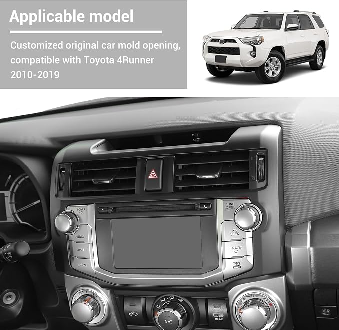 Hoolcar Dashboard Center Console Navigation Trim Panel Decoration GPS Interior Cover Trim Accessories Compatible with Toyota 4Runner 2010-2019, Matte Black