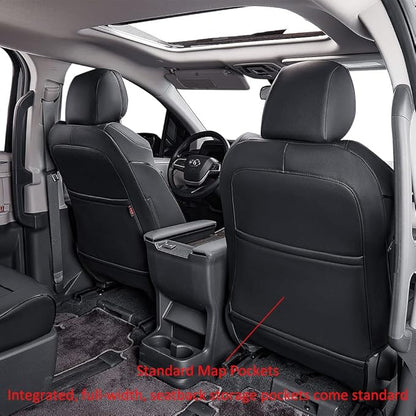 EKR Sienna Seat Covers for Toyota Sienna LE,XLE,XLE Plus 8-Passenger Seating 2021 2022 2023 2024 2025 2026,Front Seat and Rear Seat,Black Car Seat Covers - 1st and 2nd Row Only,Leather(Black)