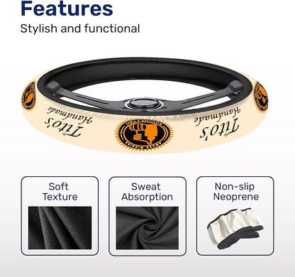 GENANY Wine Drink Steering Wheel Cover, Non Slip Polyester Car Wheel Protector for Car SUV Truck, Universal 15 Inch