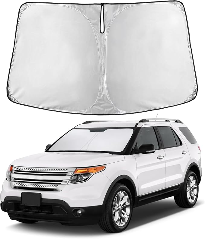 EcoNour Windshield Sunshade Compatible for Ford Explorer 2011-2017 2018 2019, Sun Visor for Front Windshield & Window Sun Shade Cover, UV Heat Blocker & Protector, Car Accessories