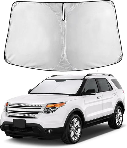 EcoNour Windshield Sunshade Compatible for Ford Explorer 2011-2017 2018 2019, Sun Visor for Front Windshield & Window Sun Shade Cover, UV Heat Blocker & Protector, Car Accessories