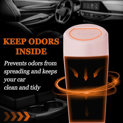 Car Trash Can with Lid, Leakproof Garbage Can with 40 Attached Trash Bags, Mini Essential Car Accessories for Interior for Car,SUV, Home, Office (Sakura Pink)