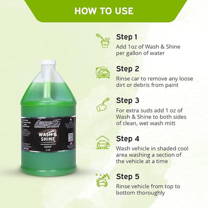 LANE'S Car Soap/Car Wax Soap The Perfect Wax Shampoo for Auto Detailing/Exterior Care Products/High Foaming with Gentle Formula/Concentrated Formula - 1 Gallon