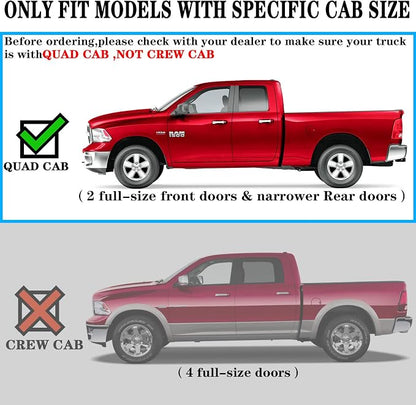 COMNOVA Quad Cab 2009-2018 Running Boards Compatible with Dodge Ram 1500 Quad Cab(Incl. 19-24 Classic)/10-24 Ram 2500 3500, 6 Inch Extended Cab Running Boards, Black Side Steps Step Bars