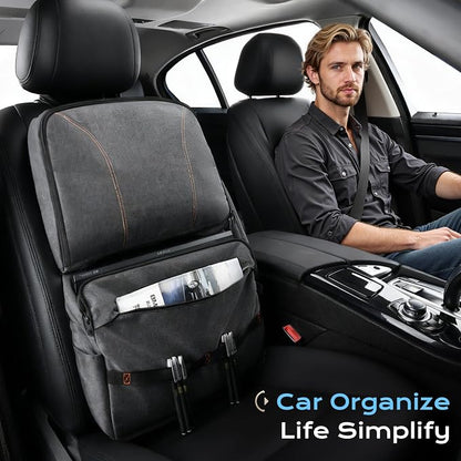Coverado Backseat Car Organizer 2 Packs, Heavy-Duty Durable Dual-Way Use Car Back Seat Organizer Waterproof with Multi Pockets, Zipper Closure Design, Protect Valuables from Spills, Keeps Car Tidy