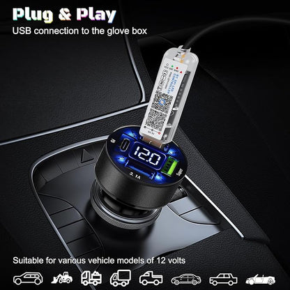 Dreamcolor Acrylic Interior Car LED Strip Light with USB/Type C/4-Port USB Cigarette Lighter,RGB 10 in 1 with 175 inches 650 LEDs Ambient Lighting Kits, Sound Active Function Neon Led Strips for Car