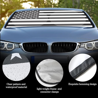 Woanger Windshield Sun Shade Foldable Car Front Window Covers for Car Accessories Sun Heat UV Rays Visor Protector Protection for Universal Cars SUV Truck (Flag)