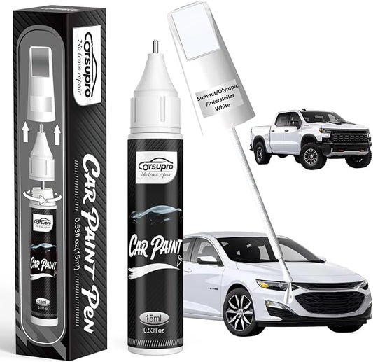 Summit/Olympic/Interstellar White(GAZ/WA8624/50U/50) for Chevrolet Touch Up Paint Pen, 2 in 1 Car Scratch Remover, Precise Color Match for Car Paint Scratch Repair, Quickly and Easily Fix Chips and Nicks
