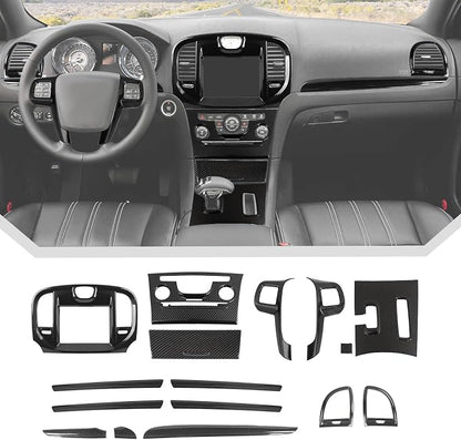 JeCar 16pcs Full Set Carbon Fiber Interior Trim Kit for 2011-2014 Chrysler 300/300C