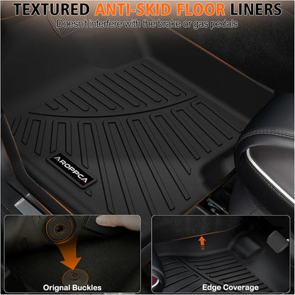 All Weather Car Floor Mats for 2007-2013 Chevy Silverado/GMC Sierra 1500 Crew Cab, 2007-2014 Silverado/Sierra 2500/3500 HD Crew Cab,TPE Rubber Floor Liners Automotive Mats for Silverado Accessories