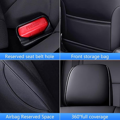 TTX LIGHTING Custom Fit Seat Covers for Hyundai Tucson 2022 2023 2024 Hybrid -Faux Leather Full Set Compatible Airbag Car Seat Protector Black（Just for Hybrid ONLY
