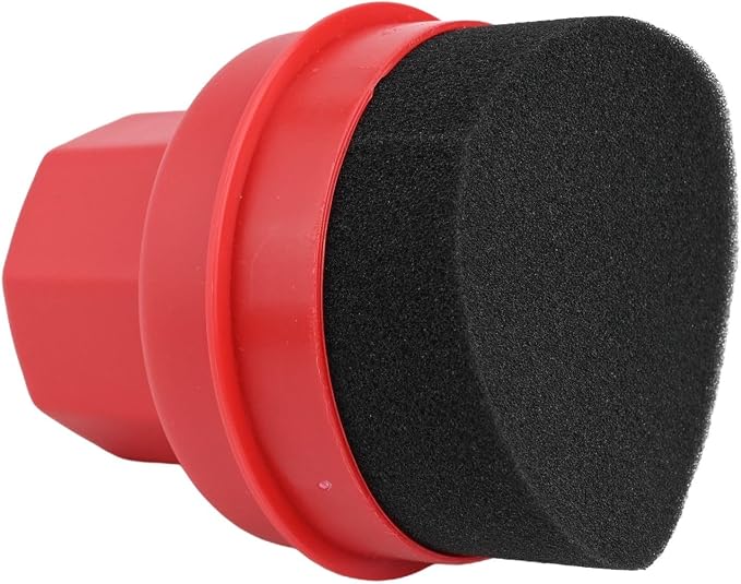 Wheel Tire Sponge Brush for Car Polishing and Waxing with Protective Lid, Featuring Curved and Flat Shape Applicators (Red radians hard)