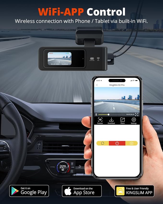 Wireless Dash Cam Front and Rear 2K, WiFi APP Dash Camera for Cars with 1.5'' Screen, Mini Dashcam Front and Back Support G-Sensor/Time Lapse 2 Kinds Parking Monitor