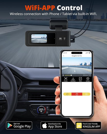 Wireless Dash Cam Front and Rear 2K, WiFi APP Dash Camera for Cars with 1.5'' Screen, Mini Dashcam Front and Back Support G-Sensor/Time Lapse 2 Kinds Parking Monitor