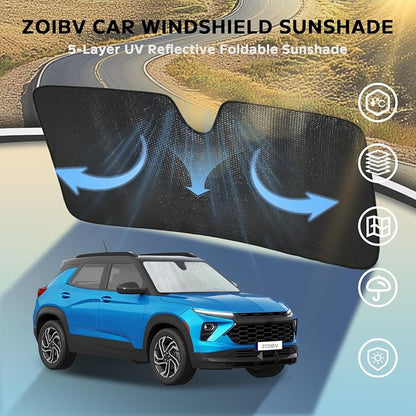 Car Windshield Sun Shade for Chevrolet Chevy Trailblazer 2021-2024 2025 2026 Front Window Sunshade Sun Visor Protection Cover Accessories -5-Layer Bubble Foldable Thicken Blocks Heat & UV Rays