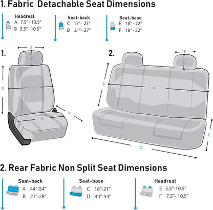 FH Group Flat Cloth Seat Covers Front Seat and Solid Rear Bench Full Set with Gift - Universal Fit for Cars, Trucks & SUVs (Beige/Black)