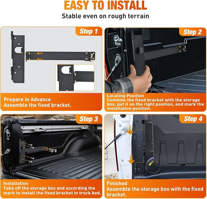 Nilight Truck Bed Tool Box Left Drivers Side Truck Tool Box Fit for Ford F-150 1999-2014 ABS Swing Case Truck Bed Storage Box with Lockable Lid Waterproof Wheel Well Toolbox Black