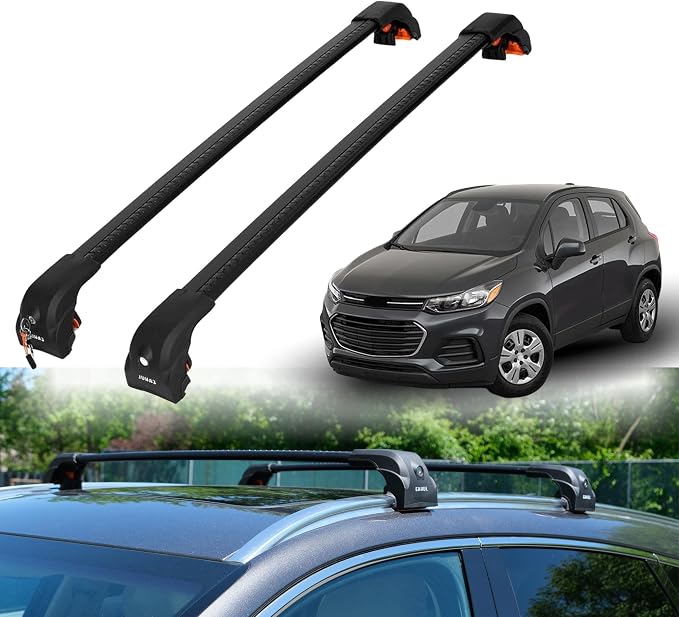 ERKUL Heavy Duty Roof Rack Cross Bars for Chevrolet Trax 2013-2022 | Upgraded Aero Aluminum Crossbars with Smart Clamp System | Compatible with Flush Rails - Black
