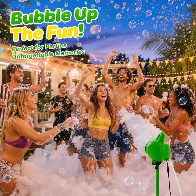 PILIN 800W Bubble Machine for Party Pool Foam Cannon Outdoor Heavy Foam Machine with Water Tank,2 Foam Powder for Gatherings, Holiday Celebrations, Party