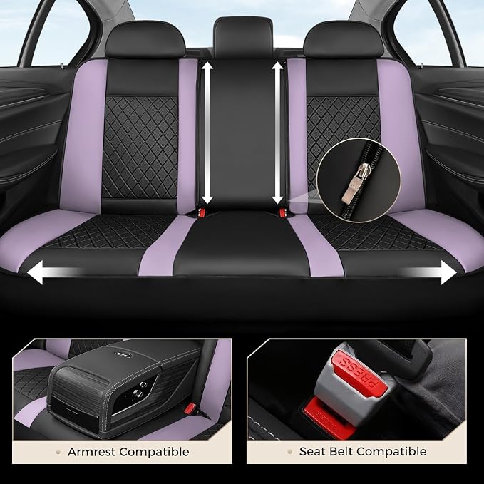 Coverado Car Seat Covers Full Set, Automotive Leather Seat Covers for Car，Universal Fit Front Back Seat Cover, Non-Slip Waterproof Breathable Car Seat Protector