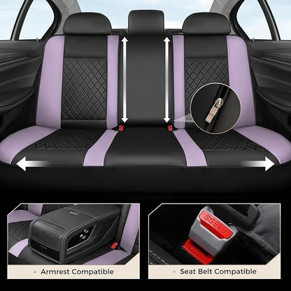 Coverado Car Seat Covers Full Set, Automotive Leather Seat Covers for Car，Universal Fit Front Back Seat Cover, Non-Slip Waterproof Breathable Car Seat Protector