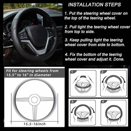 Valleycomfy Microfiber Leather Steering Wheel Cover Large-Size for F150 F250 F350 Ram 4Runner Tacoma Tundra Range Rover Model S X with 15 1/2 inches-16 inches Outer Diameter-Gray