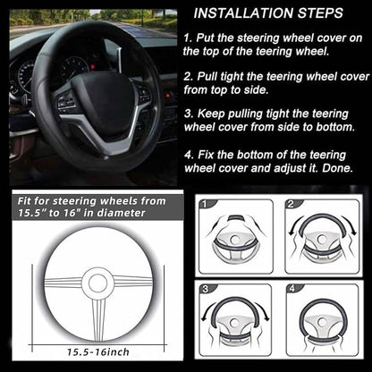 Valleycomfy Microfiber Leather Steering Wheel Cover Large-Size for F150 F250 F350 Ram 4Runner Tacoma Tundra Range Rover Model S X with 15 1/2 inches-16 inches Outer Diameter (Brown)