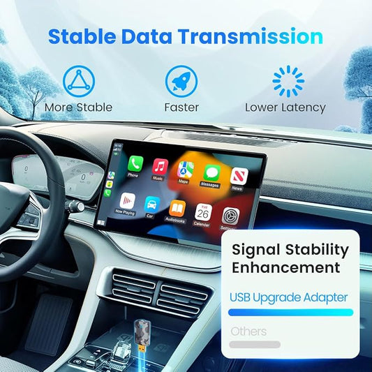 2026 Mini Wireless CarPlay Adapter, Fast Stable Connection, No Latency, Converts Wired to Wireless for Carplay & Android Auto, Easy Setup in 2016+ Cars, iOS 10+/Android 11+, USB A/C Blue