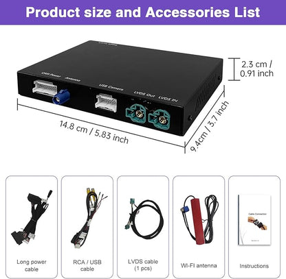 Wireless CarPlay Retrofit Kit Decoder Compatible with BMW 1/2/3/4/5/6/7/X1/X3/X4/X5/X6 (2012–2016), for NBT System, Supports Android Auto, Mirror Link, Reverse Camera