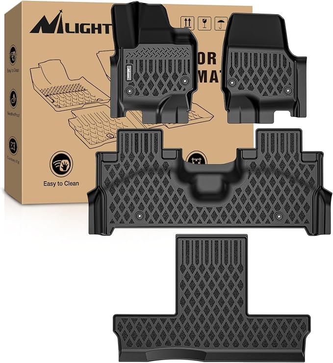 Nilight TPE Floor Mats for Ford Expedition Max Lincoln Navigator L 7 Seats 2025 2026 All Weather Custom Fit Heavy Duty Floor Liners