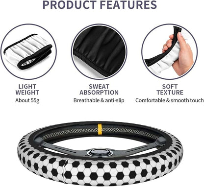Football Steering Wheel Covers Non Slip Neoprene Universal 15 Inch Steering Wheel Protector Car Cover for Men Women